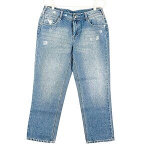 Alyssa Milano G for Her Women's Crop Jeans Size 4 Distressed Tapered Blue Cotton